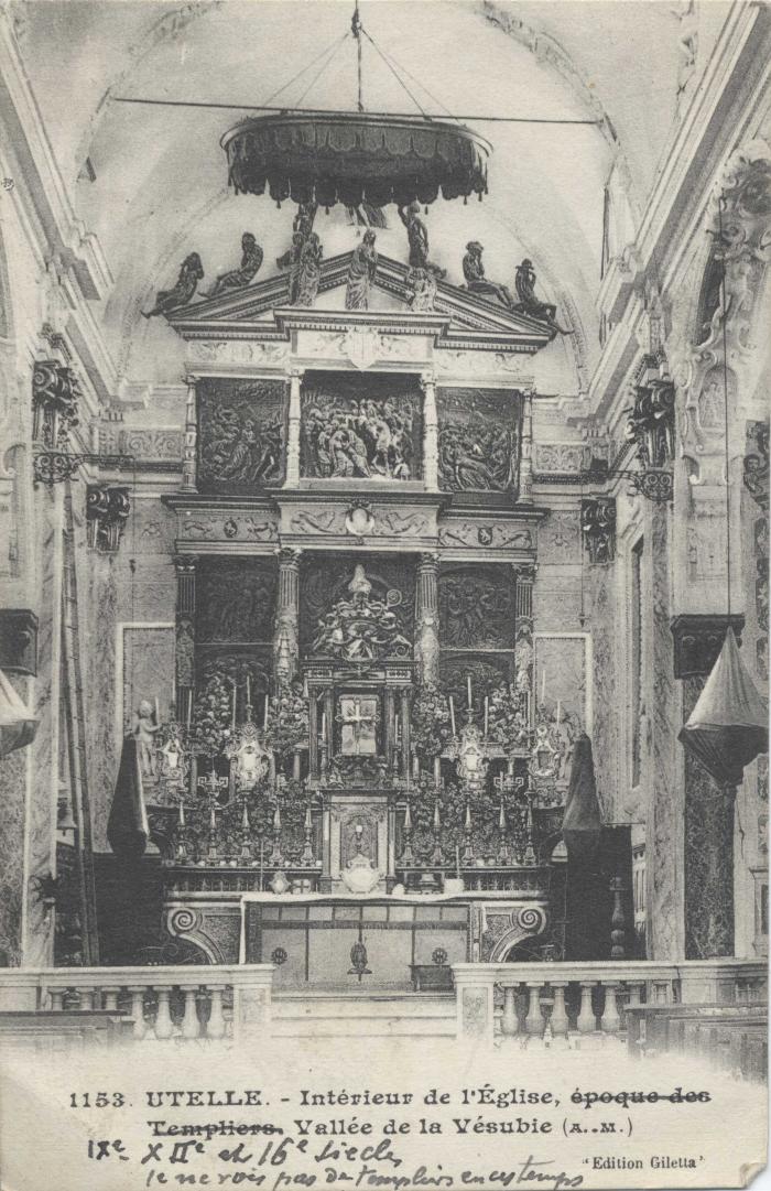 1153 - Utelle - intérieur de l'Eglise, époque templiers, Vallée de la Vésubie (A.-M.) "IXe - XIIe et 16e siècles je ne vois pas de templiers en ces temps"