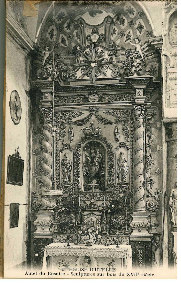 5 UTELLE - EGLISE D'UTELLE Autel du Rosaire - Sculptures sur bois du XVIIe siècle